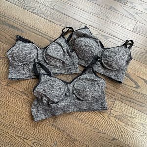 THREE Bravado Designs Body Silk Seamless Yoga Nursing Bra CHARCOAL HEATHER